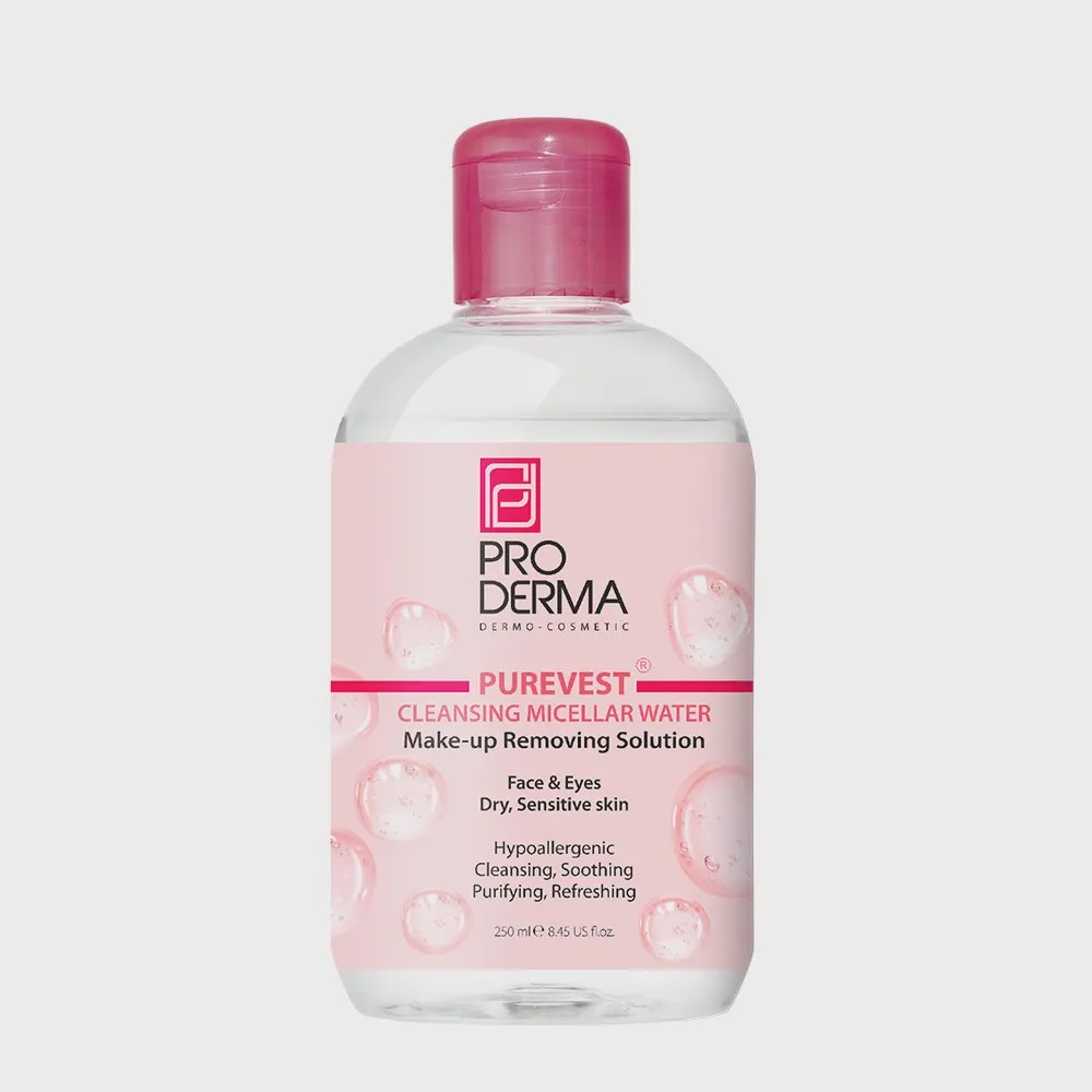 محلول پاک کننده آرایش چشم و صورت مناسب پوست های خشک و حساس پرودرما  Pro Derma Cleansing Water Make up Removing Dry to...