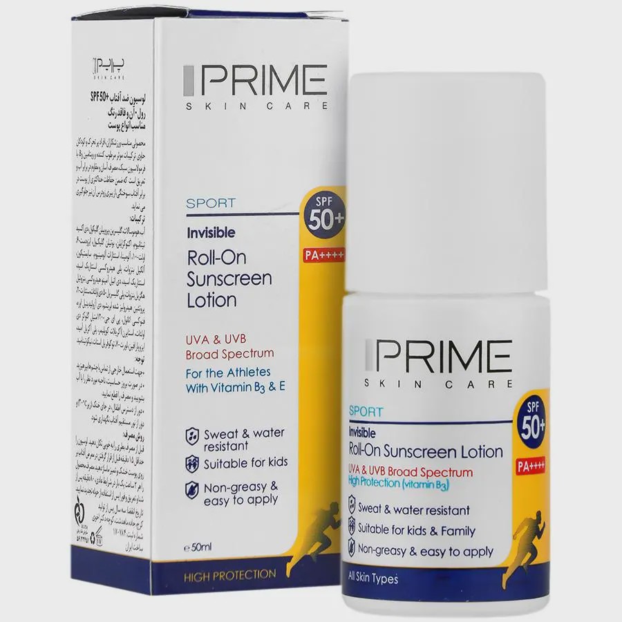 لوسیون ضد آفتاب رول آن پرایم SPF 50 بدون رنگ Roll On Sunscreen Lotion SPF50 Prime