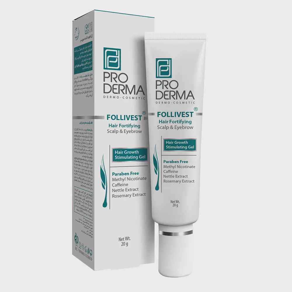 ژل تقویت کننده موی سر و ابرو پرودرما Hair Growth Stimulating Gel Follivest Pro Derma