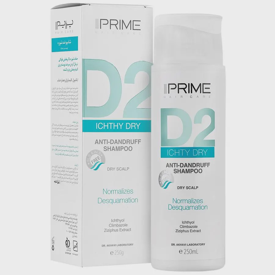 شامپو ضد شوره پوست سر خشک D2 پرایم D2 Ichthy Dry Anti Dandruff Shampoo Prime