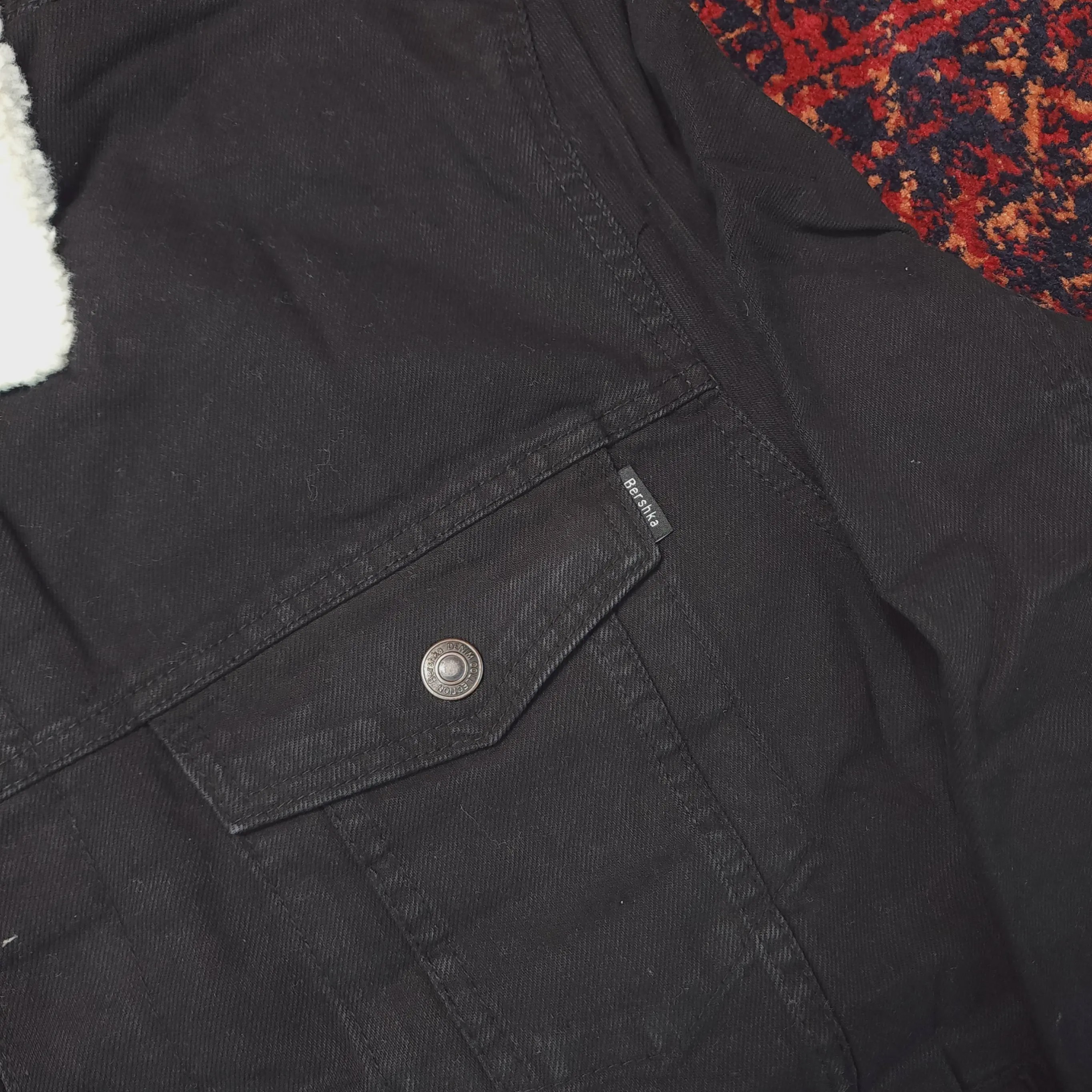 کت جین مشکی داخل خز از bershka کد 138