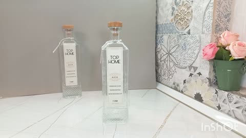 بطری شیشه ای آذین 1 لیتری - درب چوب راش