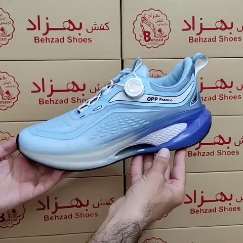 کتونی زیره کپسولی بند پُمپی مردانه پسرانه سایز 40 تا 45 کفی طبی رنگ آبی لژ 3 سانتی رویه بافت خارجی سبک و راحت