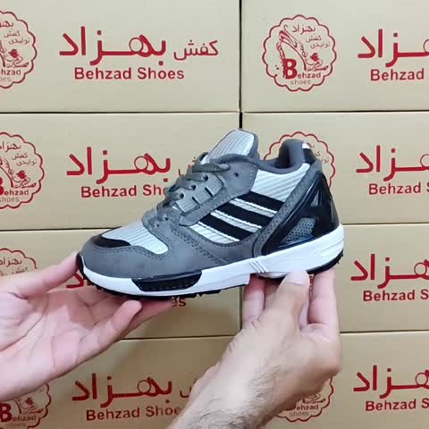 کتونی آدیداس پسرانه رنگ طوسی مشکی سایز 31 تا 36 زیره پیو لژ 2 سانتی رویه فابیلاک و راشل خارجی سبک و راحت