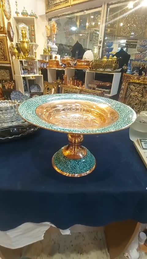 شیرینی و یا میوه خوری فیروزه کوبی 35 سانتی تمام دارای سنگ اصل فیروزه نیشابور و ارسال رایگان برای تمام مشتری های عزیزمون