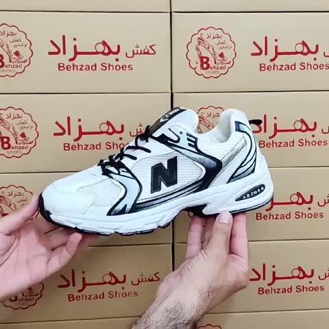 کتونی نیو بالانس 530 مردانه پسرانه رنگ سفید مشکی سایز 41 تا 44 کفی طبی زیره پیو لژ 5 سانتی رویه راشل خارجی سبک و راحت