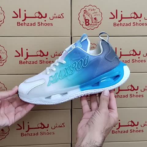 کتونی max900 زیره کپسولی مردانه پسرانه رنگ سفید آبی سایز 41 تا 44 کفی طبی زیره کپسولی لژ 4 سانتی رویه بافت خارجی