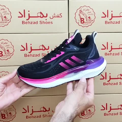 کتونی آدیداس سه خط زنانه دخترانه سایز 37 تا 40 رنگ مشکی صورتی بنفش زیره کپسولی لژ 3 سانتی کفی طبی رویه بافت خارجی سبک