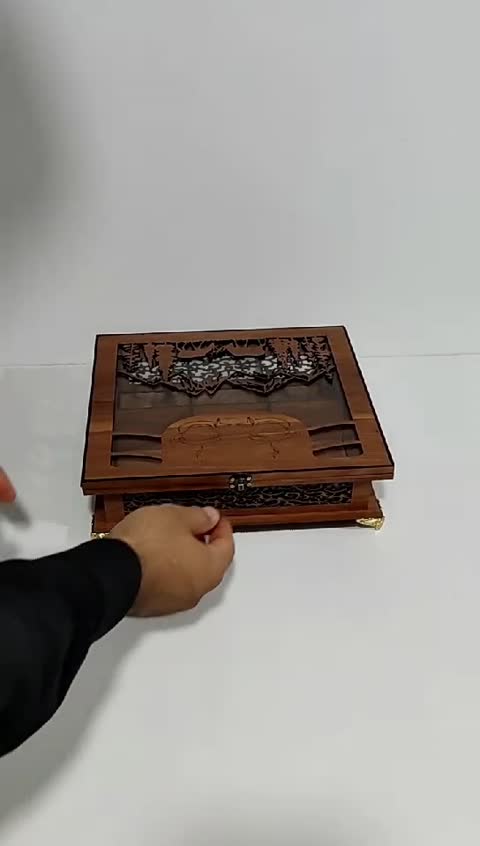 جعبه 2منظوره تی بگ و پذیرایی لوکس و زیبا با طرح طبیعت و فنجان، عاشقانه و خاص (جعبه تی بگ)