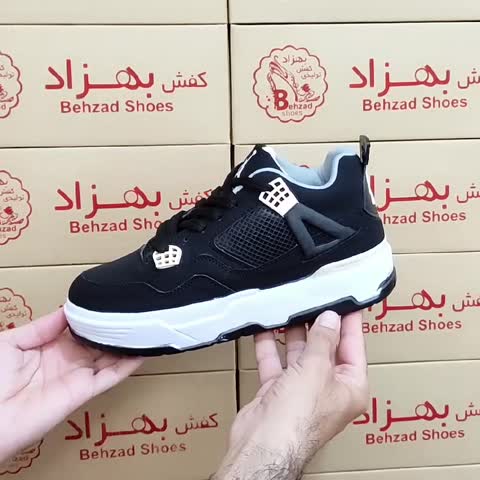 کتونی جردن پسرانه رنگ مشکی سایز 37 تا 40 زیره پیو کفی طبی لژ 4 سانتی رویه چرم صنعتی سبک و راحت 