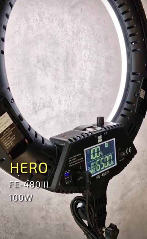 رینگ لایت حرفه ای 100 وات مدل FE hero 480 III بهترین رینگ لایت (مناسب تولید محتوا،عکاسی ،فیلمبرداری ،بلاگری و..)