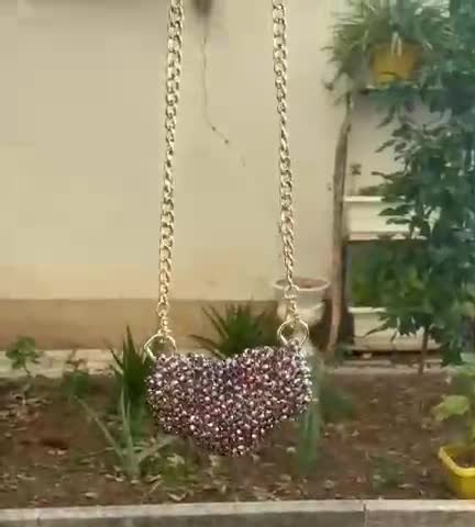 مینی بگ قلبی کریستال شیشه ای 