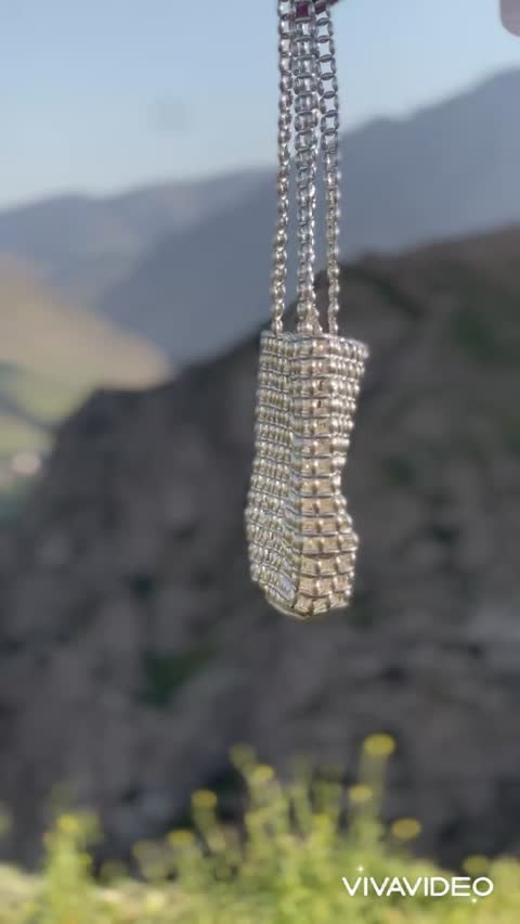 کیف تابستانی مرواریدی نقره ای