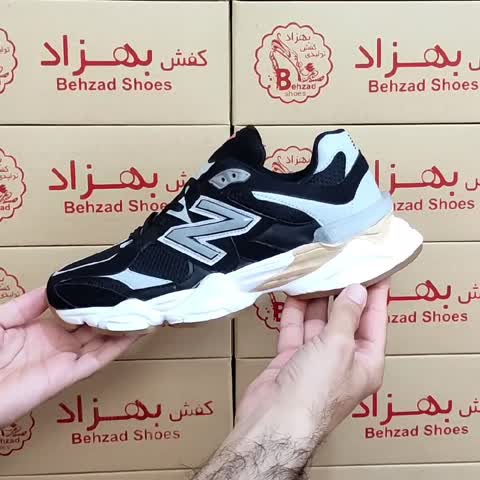 کتونی پسرانه مردانه نیو بالانس 9060 سایز 41 تا 44 رنگ مشکی زیره پیو لژ 5 سانتی کفی طبی رویه فابیلاک و راشل خارجی