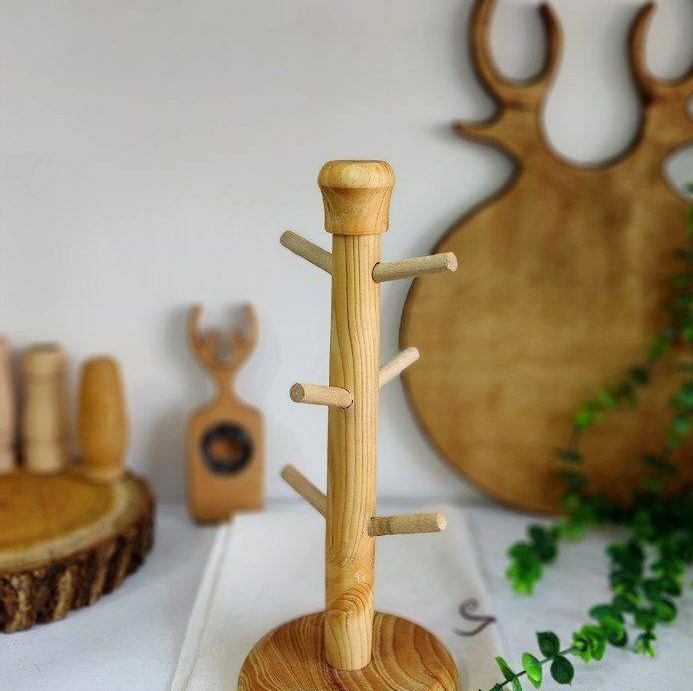 آویز فنجان چوبی