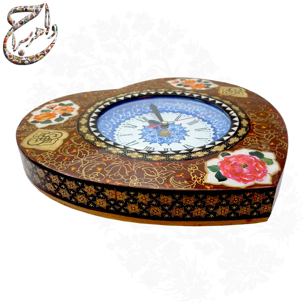 ساعت مینا کاری و خاتم کاری بر پایه چوب