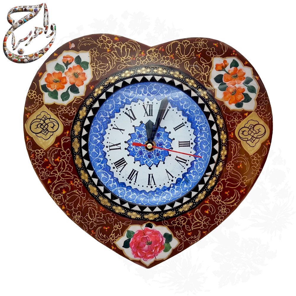 ساعت مینا کاری و خاتم کاری بر پایه چوب