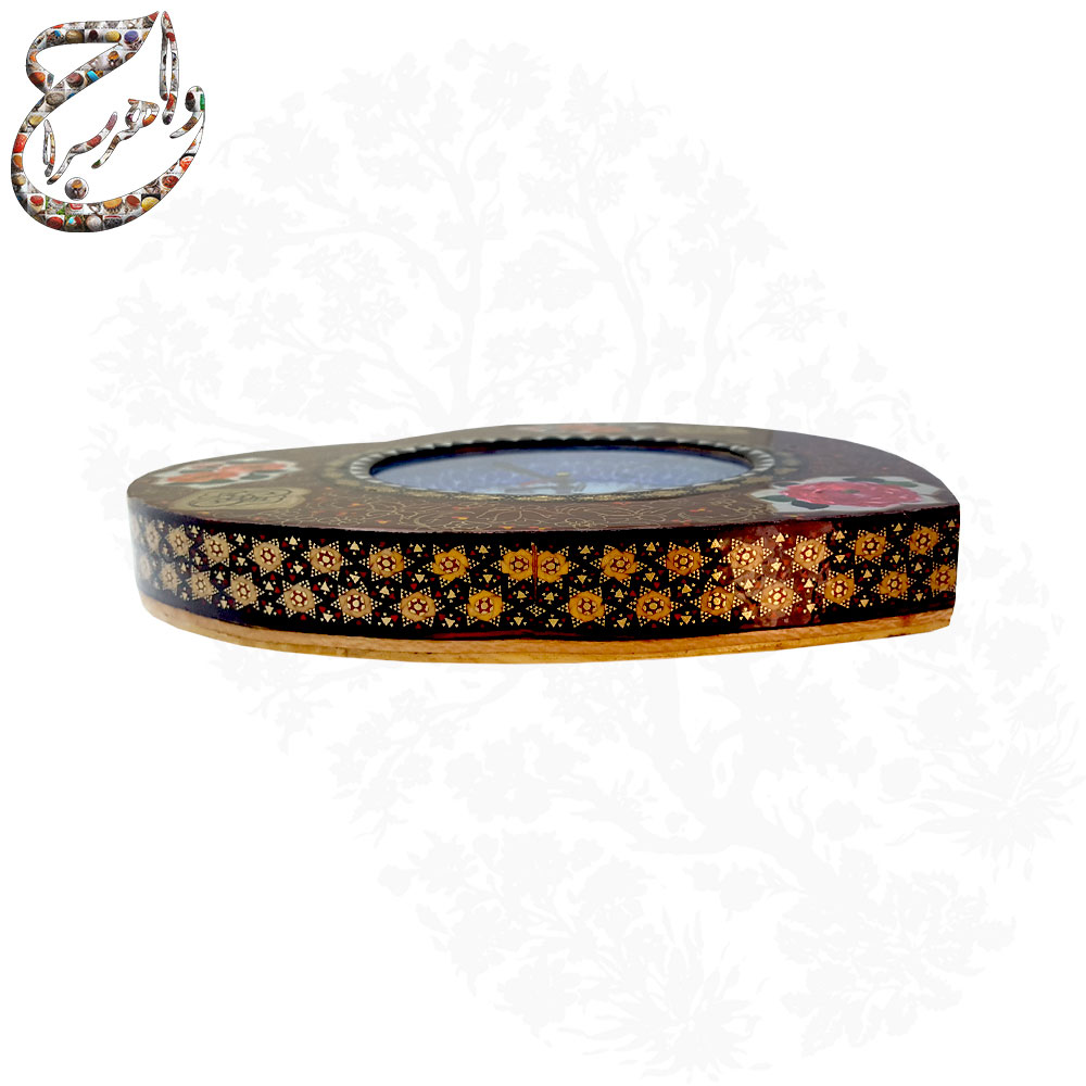 ساعت مینا کاری و خاتم کاری بر پایه چوب