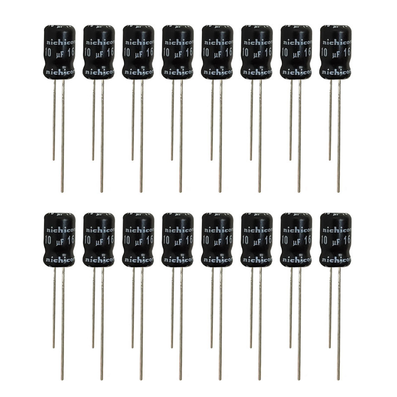 خازن الکترولیت 10 میکروفاراد 16 ولت نیچیکون مدل SK-1016 بسته 16 عددی