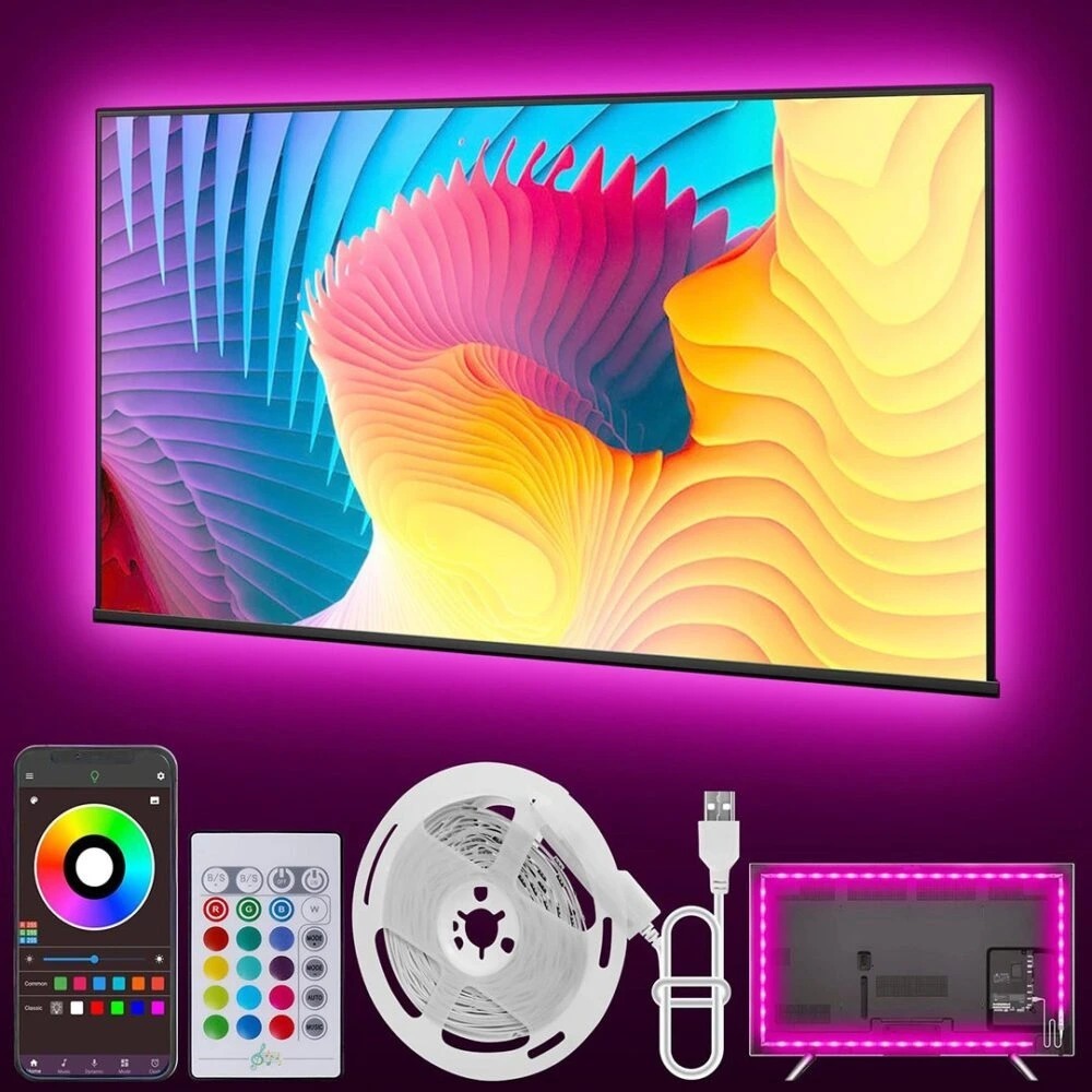 ریسه ال ای دی پشت تلویزیون مدل X2 مخصوص 32 تا 75 اینچ، به همراه کنترل و اپلیکیشن، رقص نور