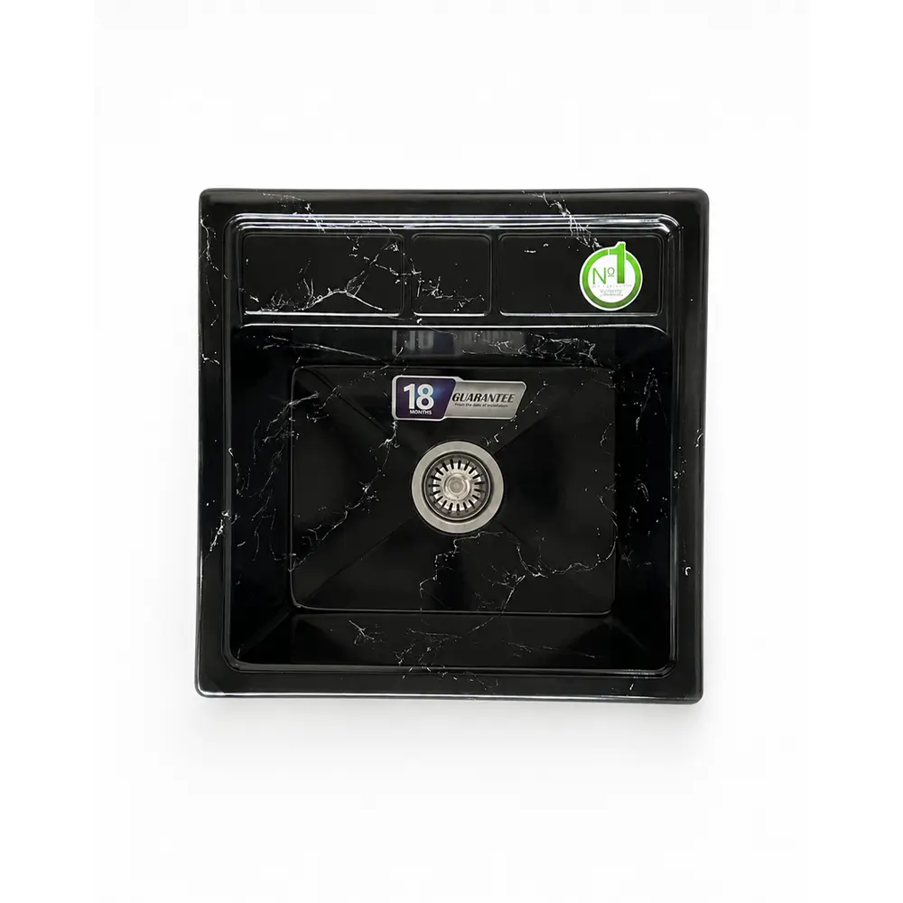 سینگ گرانیتی توکار تک لگن سامکو مدل 204 مشکی رگه سفید 50*50 سانتی متر