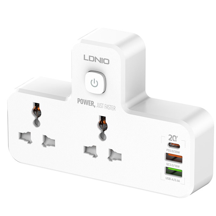 چند راهی برق 2 خانه الدینیو SC2311 + شارژرUSB و TYPE-C