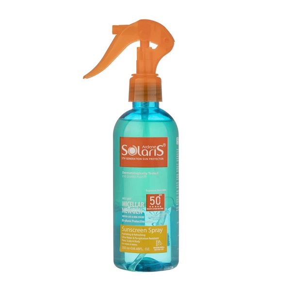 لوسیون ضدآفتاب دو فاز آردن سولاریس مدل Micellar Newgen با +SPF50 حجم 250 میلی لیتر