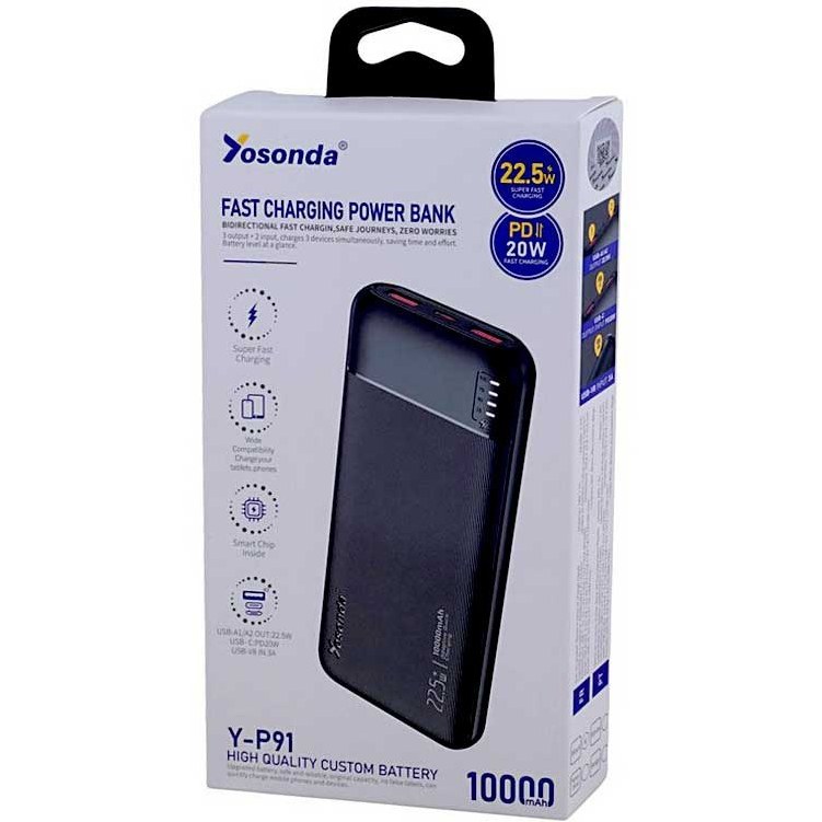 پاور بانک یوسوندا Y-P91 ظرفیت 10 هزار فست شارژ
