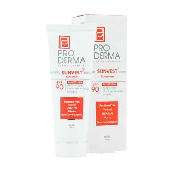 کرم ضد آفتاب پرودرما SPF90 ضدچروک بدون رنگ 40 میلی لیتر