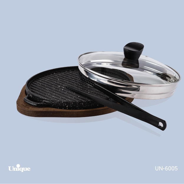 تابه گریل چدن گرد کوچک باچوب یونیک کد 6005