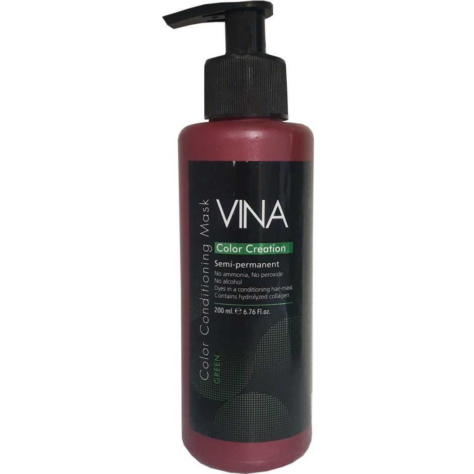 ماسک رنگ کننده و نرم کننده موی وینا سبز حجم 200 میل Vina
