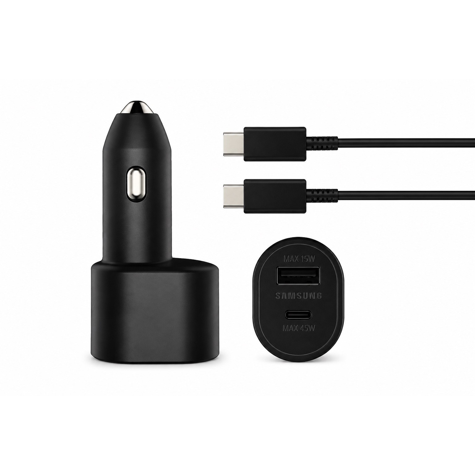 شارژر فندکی سامسونگ مدل EP-L5300 به همراه کابل USB-C شارژر خودرو دو پورت 45W با Super Fast Charging 2.0