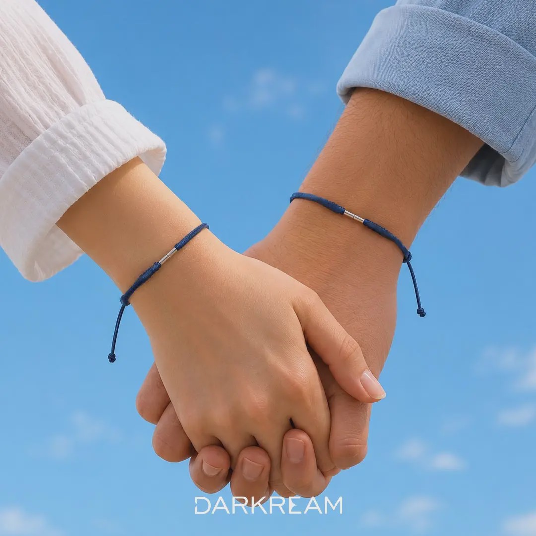 دستبند کد مورس با سنگ حدید حرف اول اسم