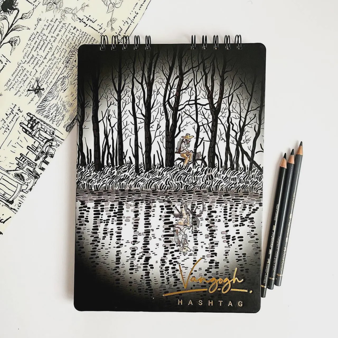 دفتر طراحی جلد سخت A4 ونگوگ طرح 4 لوازم تحریر فانتزی