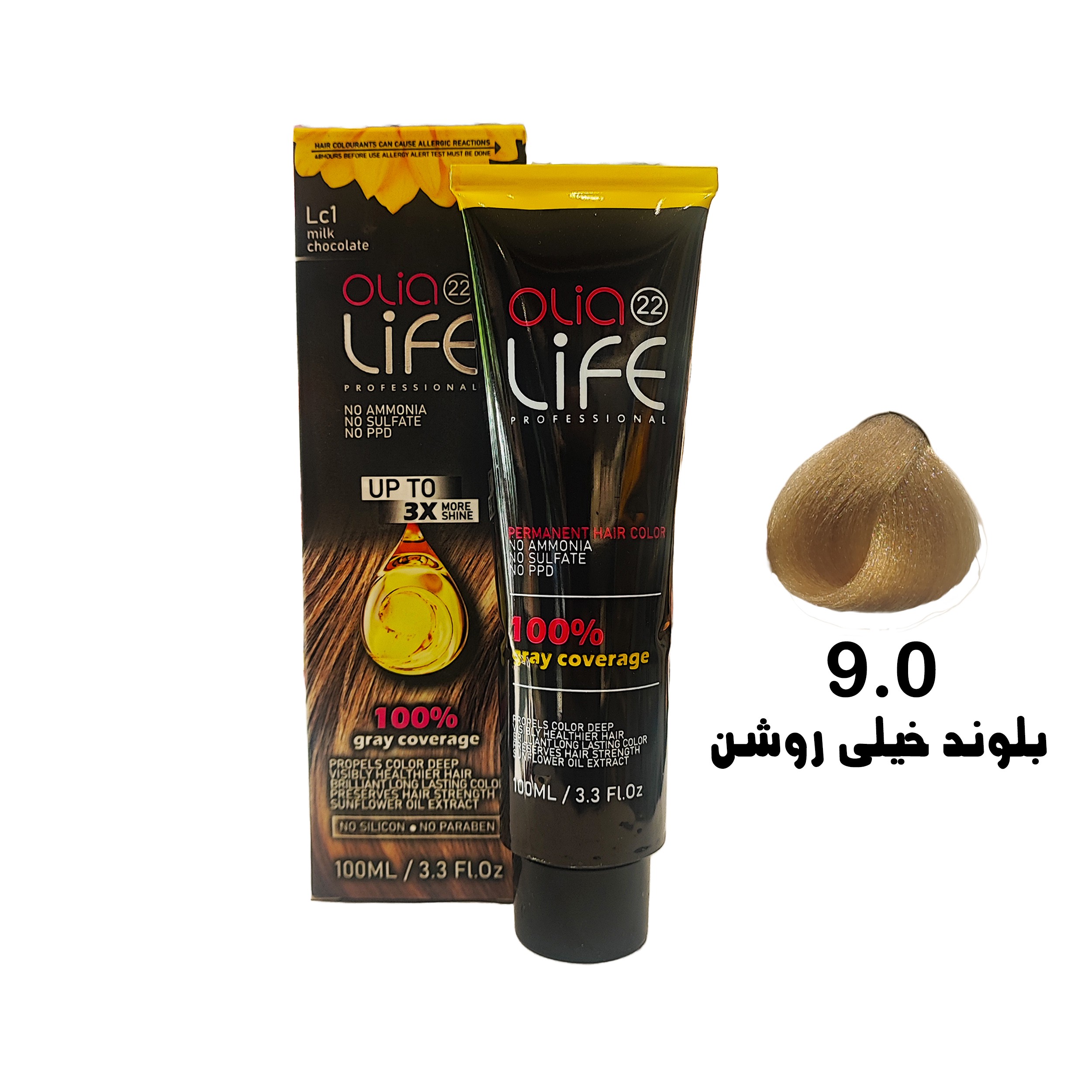 رنگ مو بدون آمونیاک اولیالایف  Olialife شماره 9.0 بلوند خیلی روشن