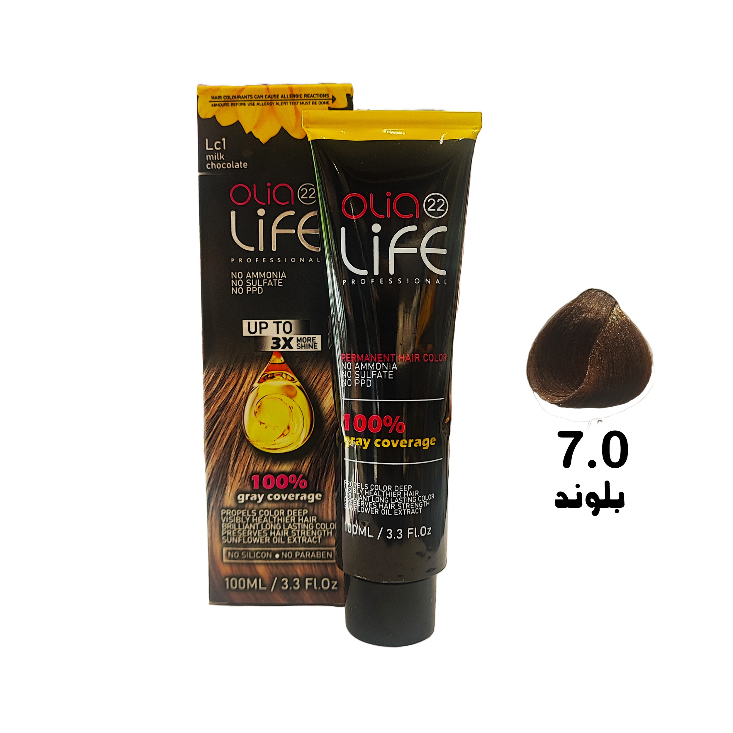 رنگ مو بدون آمونیاک اولیالایف  Olialife شماره 7.0 بلوند