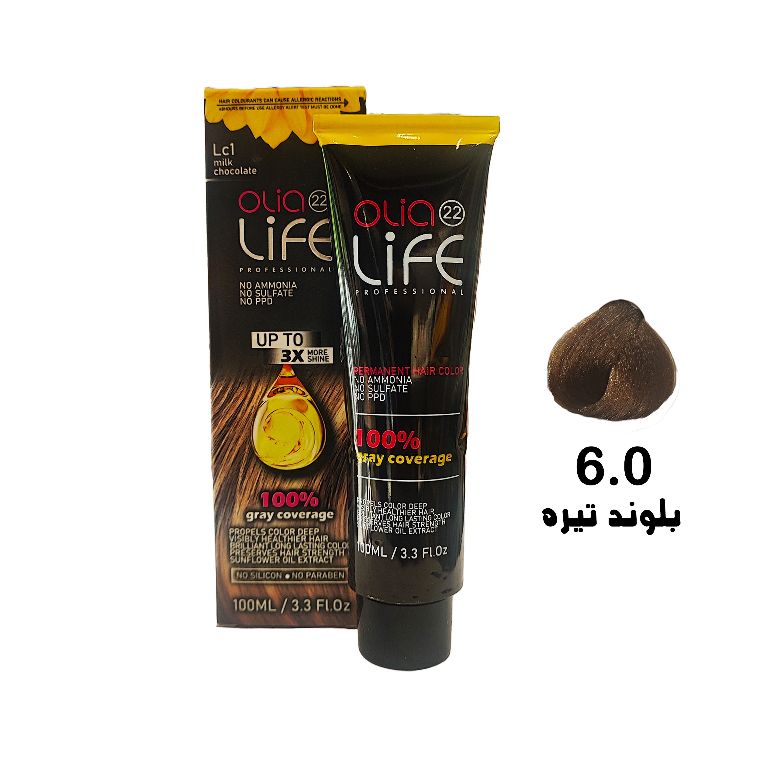 رنگ مو بدون آمونیاک اولیالایف  Olialife شماره 6.0 بلوند تیره
