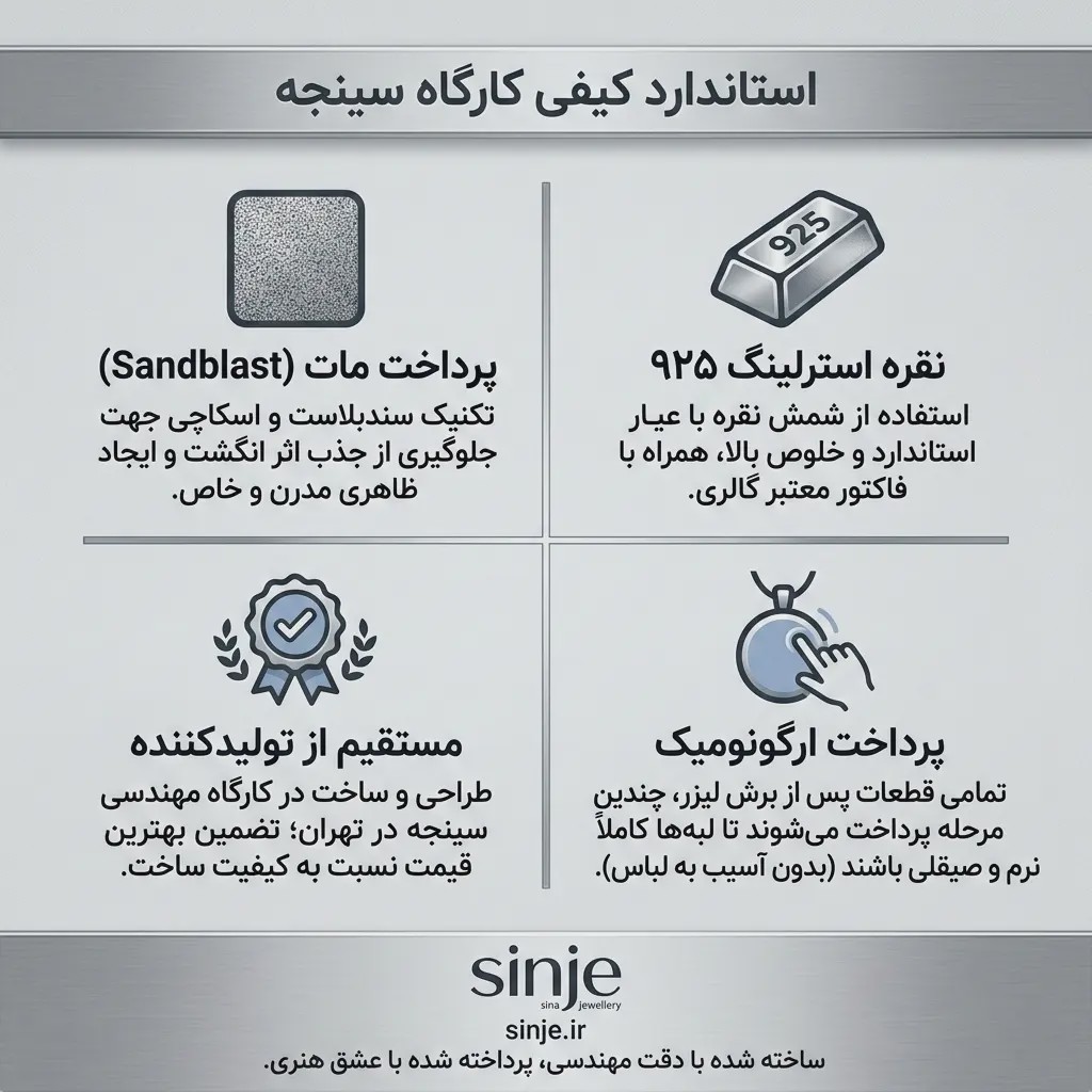 انگشتر مینیمال نقره طرح پیچ ضخیم زنانه برند سینجه