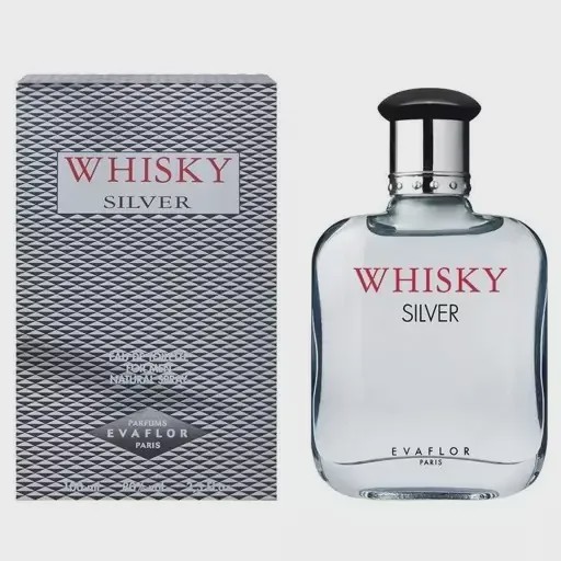 خرید عطر ویسکی سیلور 20 میل لوزی سوئیس Evaflor Whisky Silver اصل با رایحه مردانه خنک و شیک