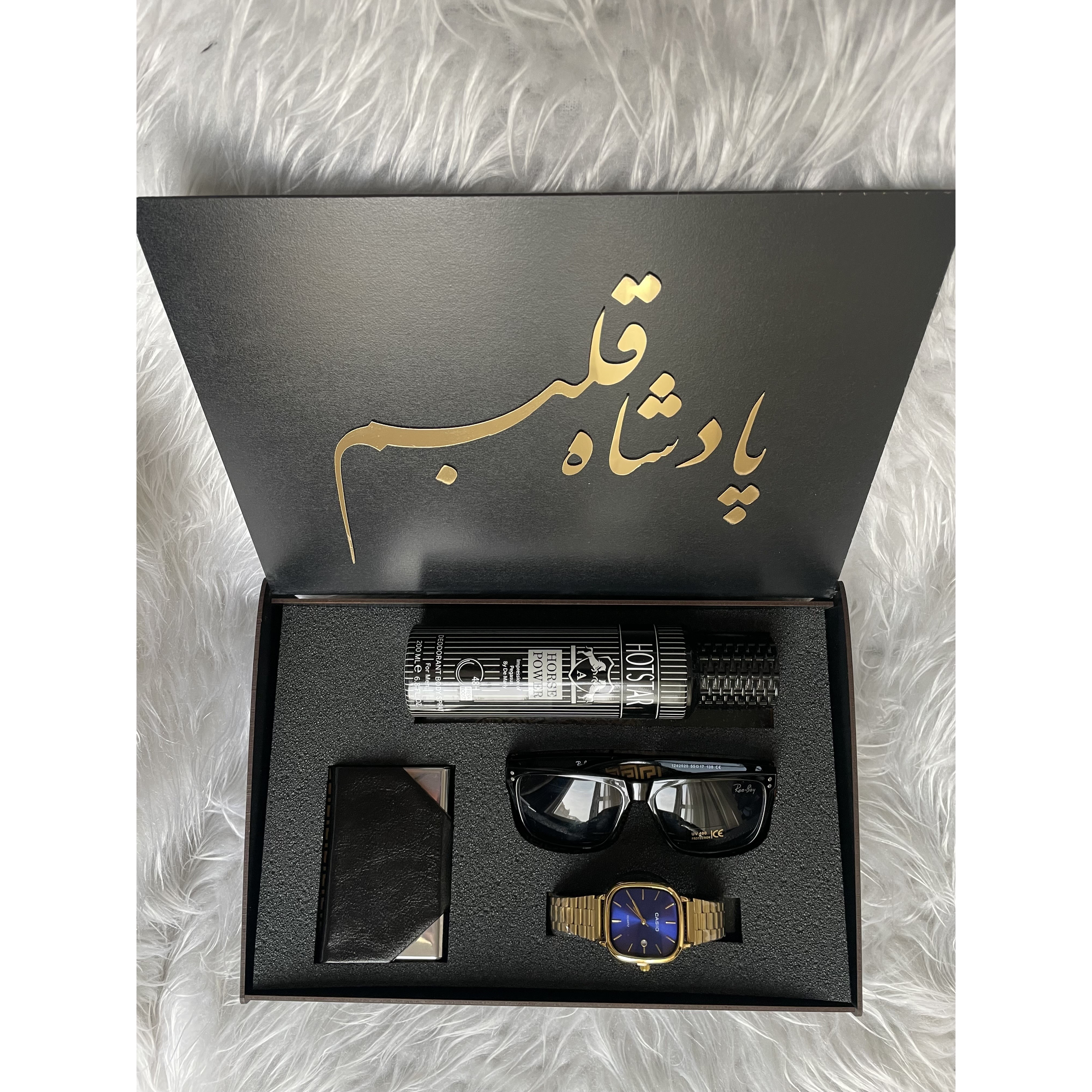 پک هدیه مردانه شیک ساعت مچی کاسیو اسپری جاکارتی عینک مناسب تولد و روز مرد 9