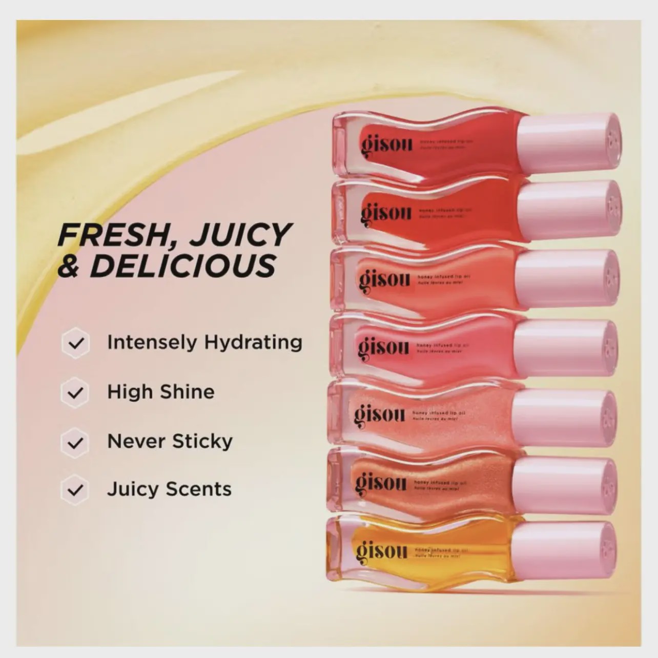 لیپ اویل گیسو / روغن لب گیسو Gisou Honey infused Lip Oil