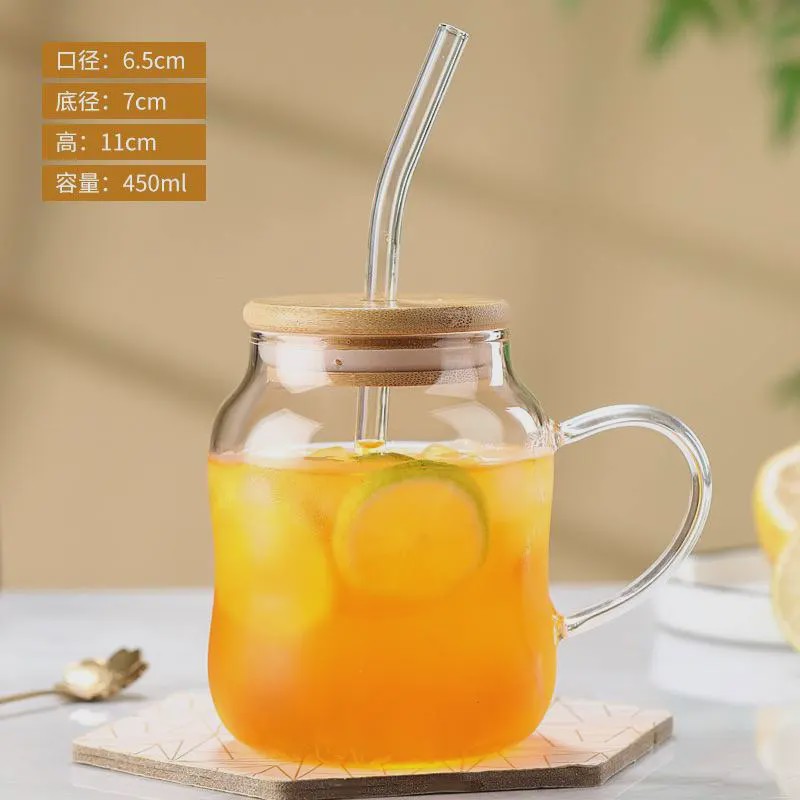 لیوان اسموتی پیرکس دسته دار کمر باریک ساده نامارا کد 2074