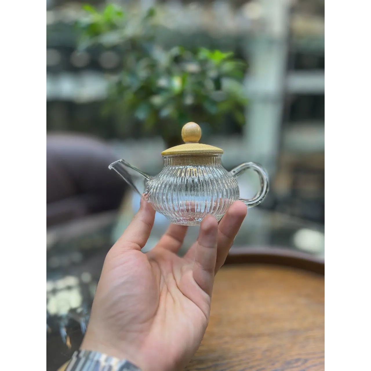 قوری زعفران راه راه درب چوب نامارا