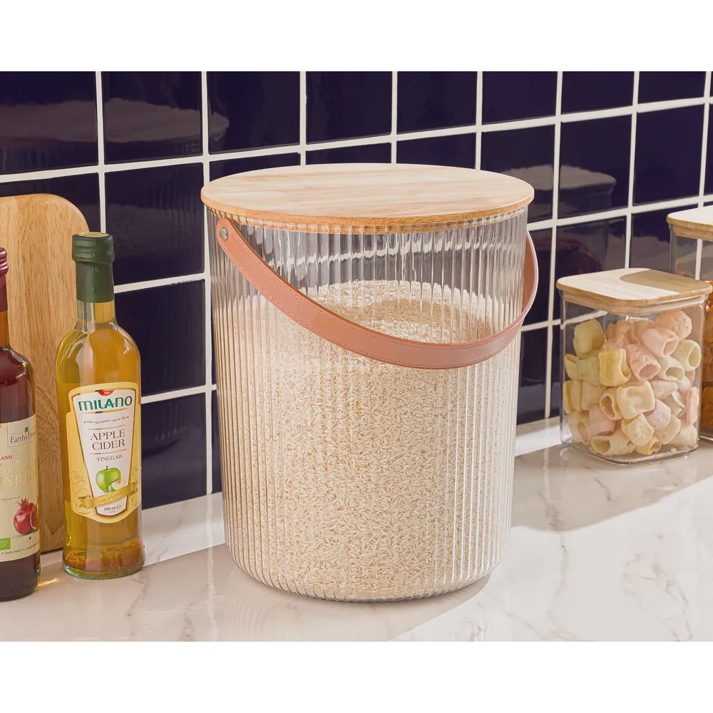 سطل شیاردار درب چوبی لیمون