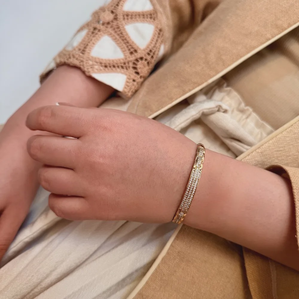 بنگل طلایی ژوپینگ الماسه کد BA00271
