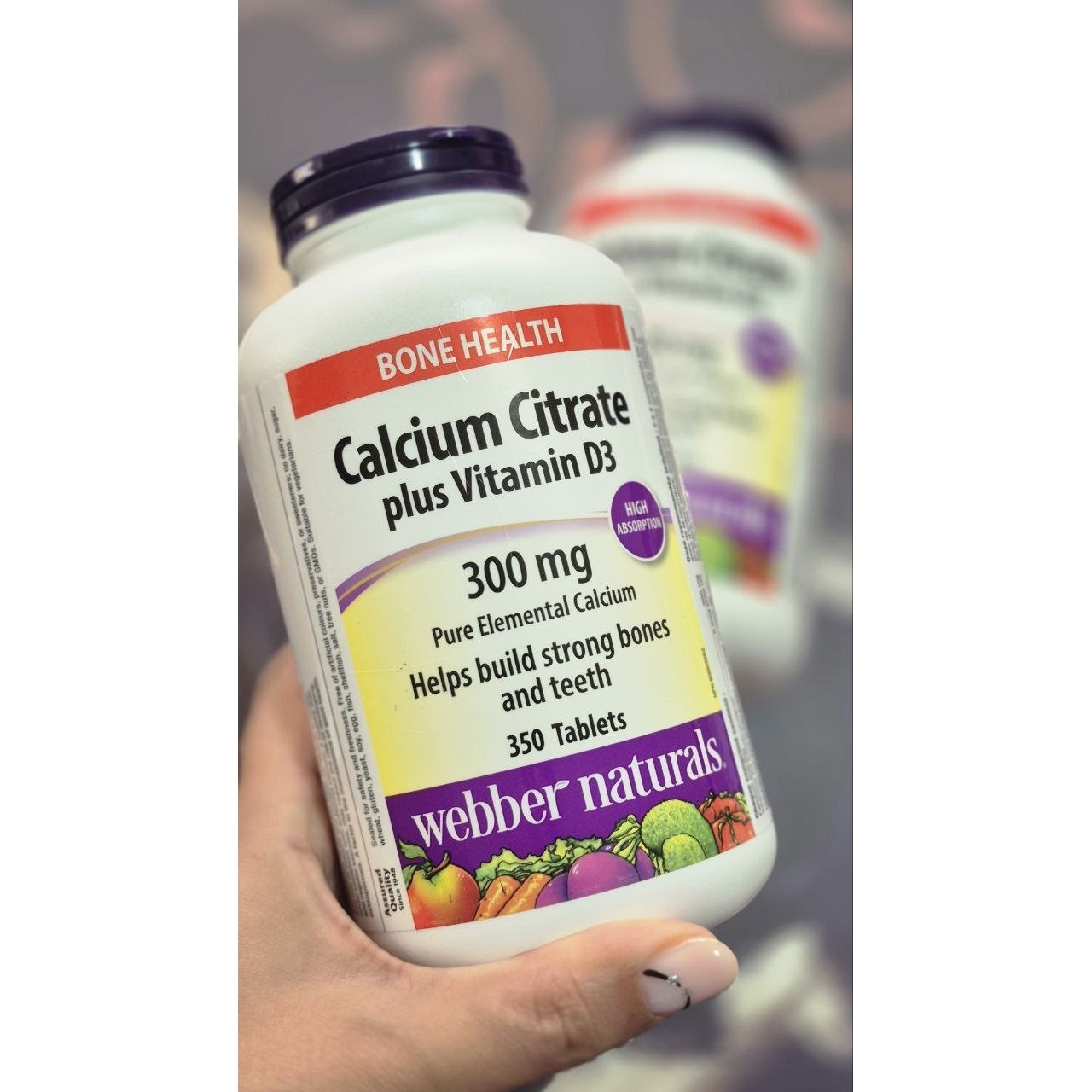 قرص کلسیم سیترات و ویتامین D3 وبر نچرالز Calcium Citrate plus vitamin d3 Webber