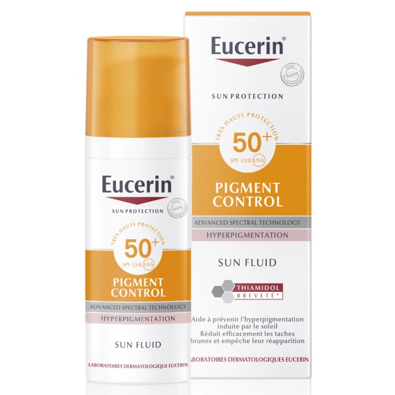 ضد آفتاب فلوئیدی ضد لک و یکنواخت کننده رنگ پوست اوسرین Eucerin مدل Pigment Conreol حجم 50 میل