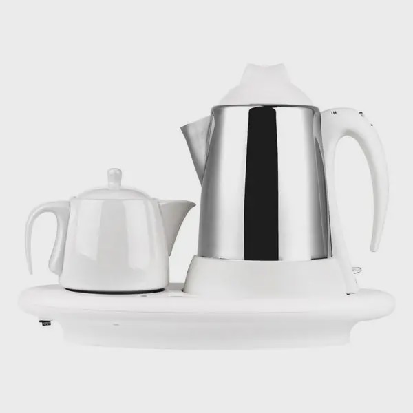 چایساز دوکاره 3500 استیل پارس خزر با قوری چینی