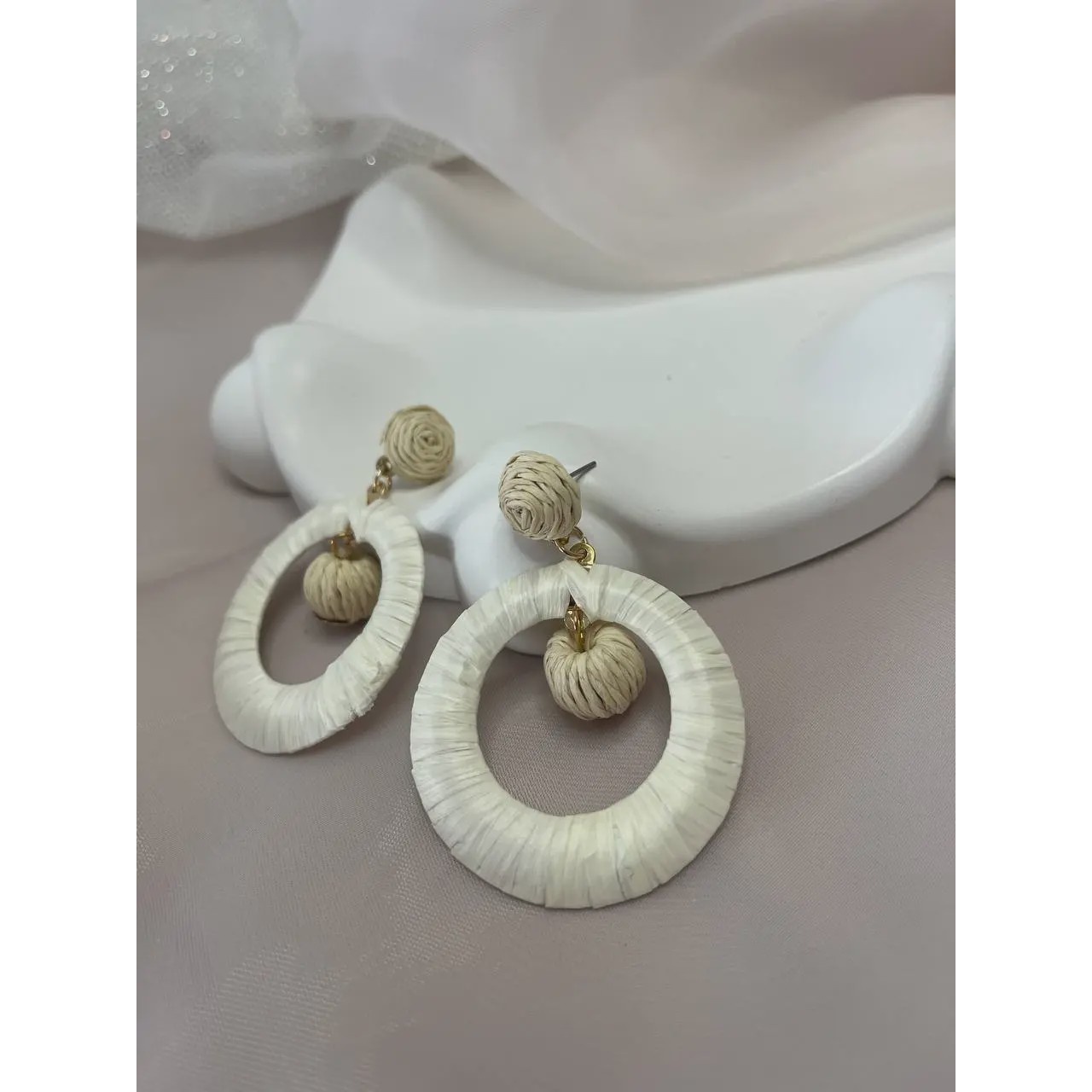 گوشواره آویز دار کنفی دایره ای