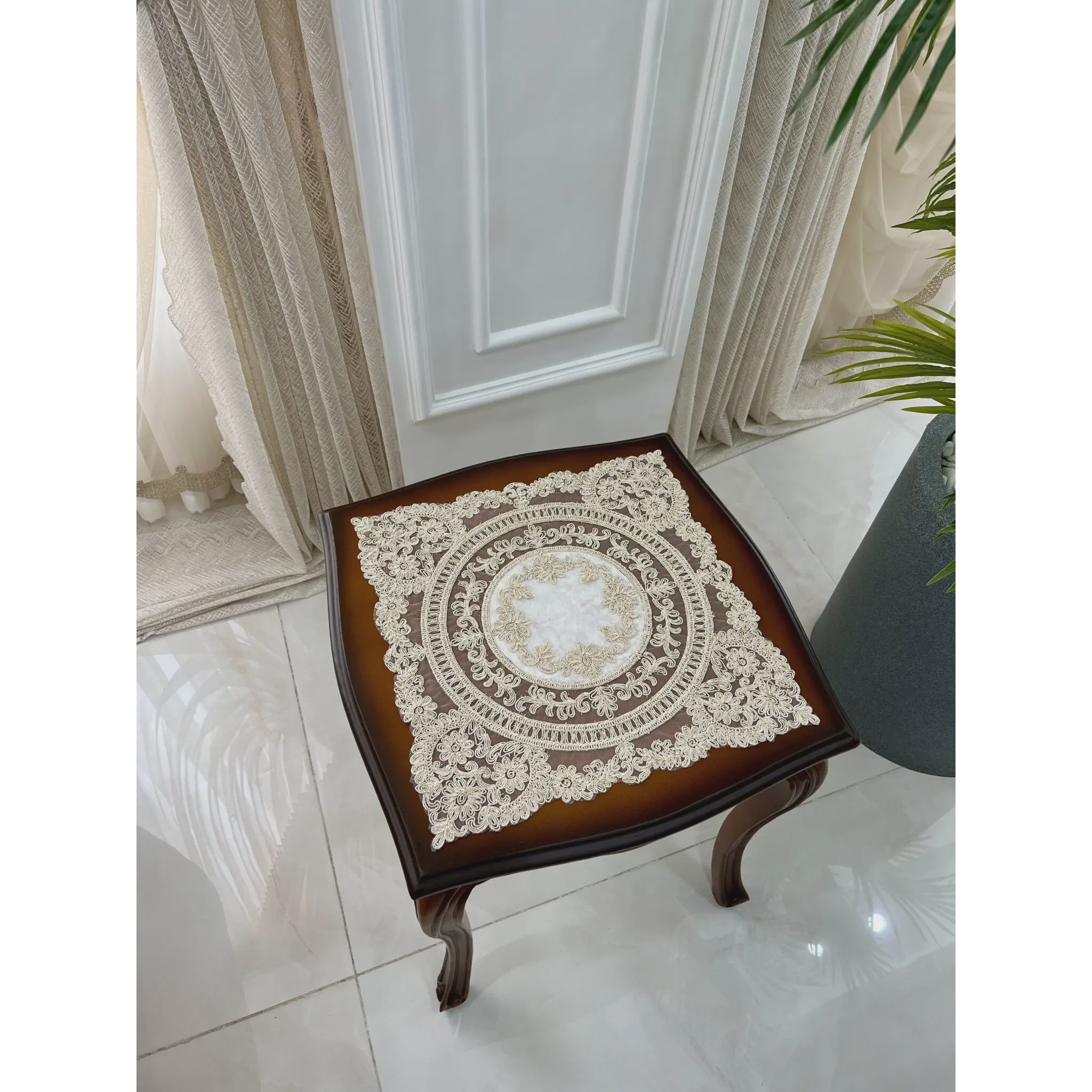 رومیزی دانتل مخمل الیزه ترک 5 تکه کد 11